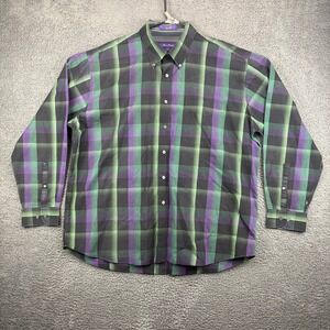 Alan Flusser Mens Plaid Button Down Shirt Long Sleeve Casual XXL Cotton